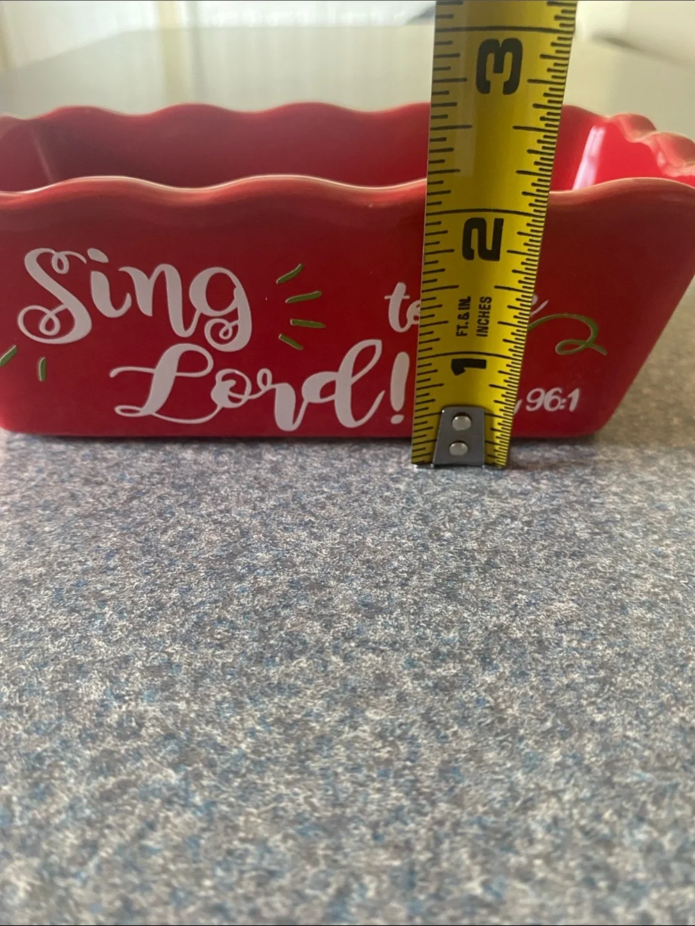Red Ceramic Loaf Pan - 'Sing to the Lord' Inspirational Bakeware